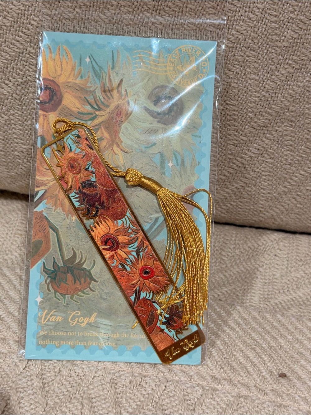 Sunflowers Van Gogh Bookmark with Gold Tassel